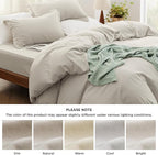 Bedsure California King Size Duvet Cover with Fitted Sheet - 4 Pieces Prewashed Cotton-Like Polyester Extra Soft Bedding Set, Includes 1 Duvet Cover 104''x98'', 2 Pillow Shams, 1 Fitted Sheet, Linen