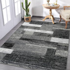 FlyDOIT Modern Geometric Patchwork Area Rug, 7x10 Grey Large Rugs for Living Room, Rockwood Collection Indoor Rugs for Bedroom, Throw Carpet Floor Decor for Entryway Dining Room Office Nursery