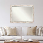 Amanti Art White Wall Mirror 35x45 Alexandria White Wash Rectangle Bathroom Mirror for Wall Decor Living Room, X-Large Cottage Wood Frame, Hangs Horizonally and Vertically, Bathroom Decor, Beveled