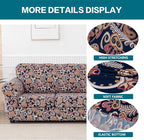 KRFOONN 4 Piece Printed Sofa Couch Cover for 3 Cushion Couches Stretch Sofa Slipcovers with 3 Separate Seat Cushion Covers Washable Furniture Protector with Elastic Bottom (Sofa, 62)