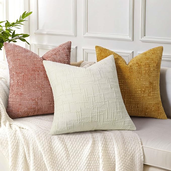 decorUhome Pink Chenille Euro Sham Throw Pillow Covers 22x22 Set of 2 Textured Soft Cozy Slubby Couch Pillow Covers Modern Farmhouse Boho Decorative Pillow Cases for Bed Sofa Living Room Valentines