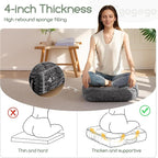 Washable Floor Pillow Cushion for Adults, Meditation Cushion Pillow, Removable Tufted Blended Corduroy Cover, Large Square Floor Sitting for Tatami Living Room or Yoga, 2Pack, Machine Washable