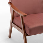 Accent Chair with Microfiber Upholstery and Solid Wood Frame, Classic Mid-Century Modern Living Room Furniture for Extra Seating, Rose