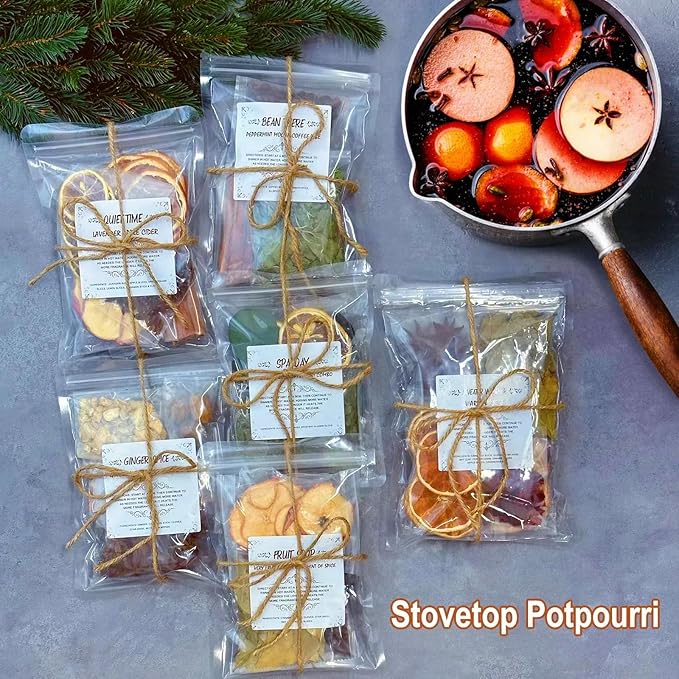 Simmer Pot Potpourri, Set of 6 Stovetop Potpourri with Natural Ingredients, Simmering Potpourri for Home Fragrance, Odor Removal, Holiday, Relaxing, Housewarming Gift