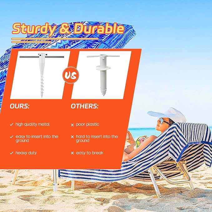 Umbrella Stand Outdoor Base, Heavy Duty Beach Umbrella Sand Anchor 17 Inches Metal No Dig Ground Umbrella Holder, Christmas Tree Stand Base（White）