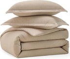 Bedsure Cotton Duvet Cover King - 100% Cotton Waffle Weave Khaki Duvet Cover King Size, GentleSoft™ and Breathable Tan Bedding Set for All Season, 3 Pieces, 104"x90"