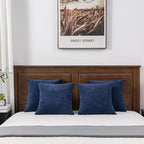 GAWAMAY Decorative Square Throw Pillow Covers 18"x18" Inch Set of 4, Super Soft Chenille Pillows Farmhouse Fall Pillowcase for Living Room Bedroom Sofa Couch Cushion Cover Navy Blue 45x45cm