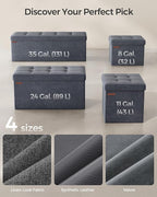 SONGMICS Storage Ottoman, Foldable Small Ottoman Foot Rest, 12.2 x 16.1 Inches Foot Stool, Load up to 286 lb, for Living Room, Bedroom, Dorm, Slate Gray ULSF200G01