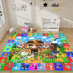 ABC Kids Rug for Playroom 78.7×59 in Noah's Ark Animals Rug Baby Play Mat Alphabet Playmat Shape Color Classroom Carpet Kids Playroom Early Learning Carpet for Preschool Toddlers Tummy Time