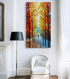 Art Hand-Painted Abstract Oil Painting, 48x24 Inch, Romantic Landscape, Vertical, Unframed, Living Room, Dining Room, Bedroom, Office