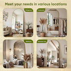 Full Length Mirror, 59"x19" Arched Full Body Mirror, Oversized Floor Mirrors, Leaning Free Standing Mirrors, Hanging Mounted Large Mirrors for Bedroom Dressing Room, Cloakroom, Gold