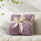 Snuggle Sac Buttery Purple Throw Blanket for Couch, Reversible Super Soft Knitted Blankets, Warm Cozy Knit Fuzzy Plush Lightweight Throws Dupes for Sofa, Bed, Picnic, Purple, 50 x 70 inches