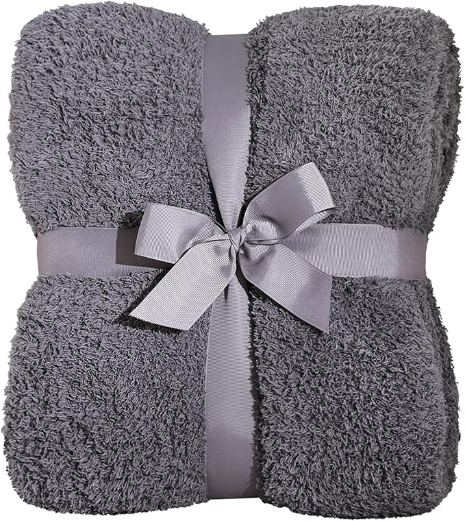 Panku Ultra Soft Cozy Knit Throw Blanket for Couch and Bed, Knitted Luxury Cozy Warm Fleece Blanket Throw, Plush Fluffy and Fuzzy Blankets for Gift (50x60 Inches, Dove Grey)
