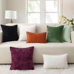 decorUhome Spring Chenille Soft Throw Pillow Covers 12x20 Set of 2, Lumbar Velvet Farmhouse Neutral Decorative Pillow Covers with Stitched Edge for Couch Sofa Bed Home Decor, Black
