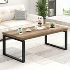 EXCEFUR Coffee Table, Modern Wood and Metal Living Room Table, Industrial Rectangle Center Table for Home Office, Rustic Oak, 47 Inch