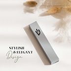 SURI Mezuzah on Door – 5 Inch Silver Aluminum Mezuzah Case with Printed Scroll, Open-Back Design for Indoor Use, Self-Stick Adhesive, Fits a 4 Inch Scroll, Gift Box Included