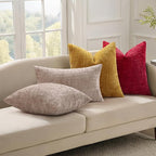 decorUhome Spring Red Chenille Euro Sham Throw Pillow Covers 22x22 Set of 2 Textured Soft Cozy Slubby Couch Pillow Covers Modern Farmhouse Boho Decorative Pillow Cases for Bed Sofa Living Room