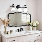 ANDY STAR Milky Glass Bathroom Vanity Light Over Mirror, 3-Light Matte Black Bathroom Light Fixtures with Frosted Glass, 22.5 inch Modern Vanity Lighting Wall Mount, E26 Base, Bulbs Not Included