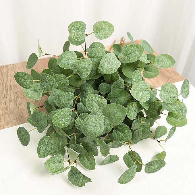 Beferr 6Pcs Artificial Eucalyptus Stems Greenery Stems 24" Tall Fake Plants Decor Faux Floral Stems for Vase Home Party Wedding Decorations