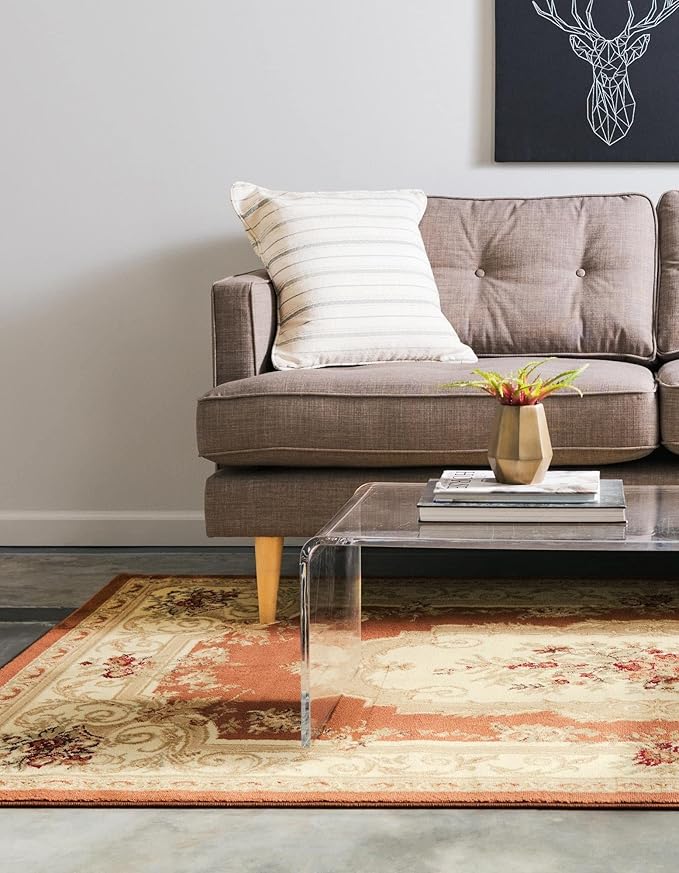 Rugs.com Chateau Collection Rug – 10' x 16' Brick Red Medium Rug Perfect for Living Rooms, Large Dining Rooms, Open Floorplans