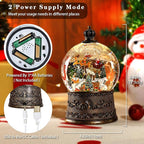 100mm Christmas Snow Globe with Music and Waterfall Effects Featuring Flying Reindeer and Santa Snow Scene Power Options: USB Charging and Battery-Powered(Snow Village)