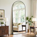 Full Length Mirror, 65"x22" Oversized Floor Mirror Freestanding, Full Body Mirror Floor Standing Mirrors with Stand, Hanging Mounted Mirrors for Bedroom Living Room, Black, Arched Style