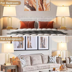 Touch Control Table Lamps Set of 2, Modern Gold Bedside Lamps with USB A+C Ports & AC Outlet, 3 Way Dimmable Contemporary Nightstand Lamps for Bedroom Living Room(LED Bulb Included)