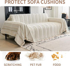 HAOMAIJIA Non Slip Couch Cover Sofa Covers for 3 Cushion Couch Washable sectional Couch Covers for Dogs pet Furniture Protector Couch Cover Blanket for Living Room (TM-Cream White, 71"x118")