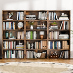 5-Tier Bookcase and Bookshelves, Freestanding Wood Bookshelf, 53" Tall Bookcase with Adjustable Shelves, for Living Room, Bedroom, Home Office, Retro Brown