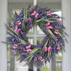Lavender Wreaths for Front Door 24 Inch Spring Summer Wreath with Lavender,Berries, Butterflies,for Year-Round Use Indoors and Outdoors as Wall, Door, Window, Party and Wedding Decorations
