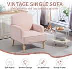 KEIKI Modern Accent Chair for Living Room and Bedroom,Comfortable Fabric Armchair with High-Density Foam, Sturdy Wood Legs, Stylish Lounge Chair for Home Office and Small Spaces