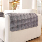 Non-Slip Couch Arm Covers,Thick Soft Recliner Arm Chair Covers Set of 2 Waterproof Armrest Covers for Sofa, Washable Faux Fur Sofa Arm Cover (Grey, 24" x 24" 2 Pack)
