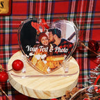 Personalized Christmas Crystal Ornaments Custom Heart Photo Ornament 2024 Customized Christmas Ornament Personalized First Christmas Keepsake Gifts for Couples Family Friends Xmas Decor
