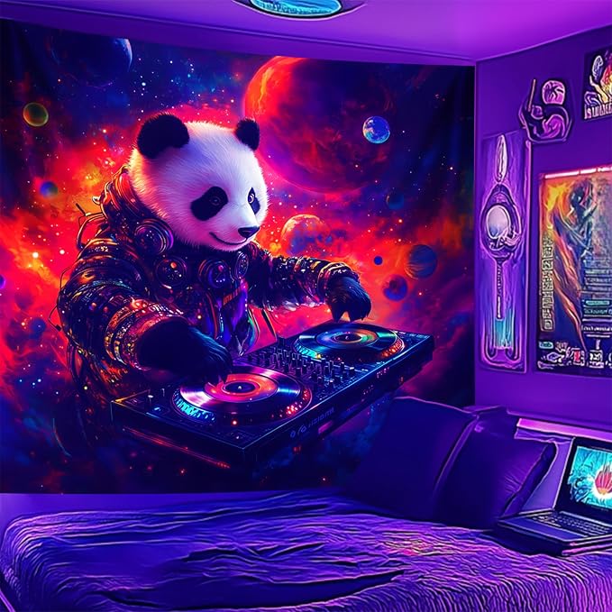 NYZE Astronaut Space Tapestry for Bedroom, Glow in the Dark Room Decor Wall Tapestries, Cool Galaxy Planet Wall Hanging, Wall Hanging for Men Guys Gamer Room Dorm Living Room 79in×591in