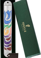 Matashi Hand Painted Multi Color Enamel 6 inch Mezuzah Embellished with Hebrew Shin Home Door Wall Decor Home Décor Jewish Holiday Housewarming Present House Blessing Gift for Holiday Festival