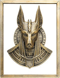 JJALIGHTS Animal Heads Wall Decor Anubis Resin Sculptures Anubis the Jackal-headed God Wall Hanging Decoration Imitation Copper vintage Wall Sculpture for Living Room Bedroom Office