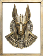 JJALIGHTS Animal Heads Wall Decor Anubis Resin Sculptures Anubis the Jackal-headed God Wall Hanging Decoration Imitation Copper vintage Wall Sculpture for Living Room Bedroom Office