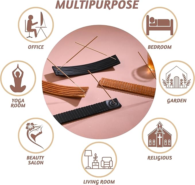 Folkulture Wood Incense Holder - Ash Catcher or Stick Incense Burner for Table Decor, Natural