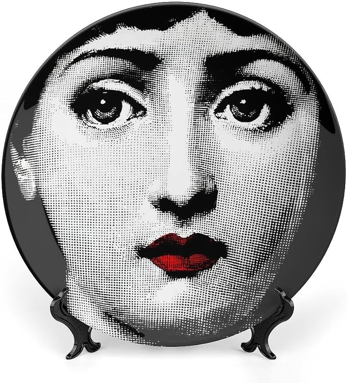 Lina Cavalieri Plate, Wall Decorative Plate, Mysterious Face Plate Wall Hanging Decoration,Including Bracket and Special Spring Hook, 8inch, Style11