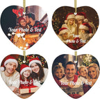 Personalized Christmas Ornaments 2025 Photo Ornament Christmas Tree Custom Ornaments with Picture Customized Ornaments for Family Couples Wedding Xmas Tree Home Decorations Set of 4