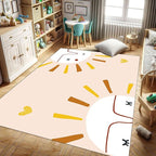 Children's Rug Living Room Plush Area Rugs Educational Rugs Soft Washable Non-Slip Rugs Simple Cute Sun and Love Prints Kids Room Nursery Decor Pink Rugs 6x8ft