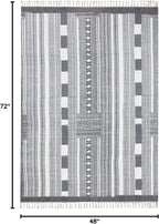 Area Rugs for Living Room 4x6 Kilim Rug Gray & Beige Cotton Dhurrie Striped Thick 0.19 inches Stone Easy Washable Hand Wash Cotton Carpet Flatweave Rug Indoor Outdoor Rugs for Kitchen, Bedside