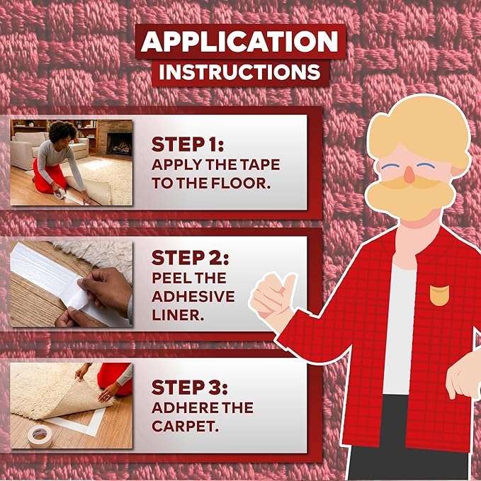 XFasten Double Sided Carpet Tape for Area Rugs, 2 Inch x 30 Yards – Heavy Duty Anti Slip Rug Grip Tape, Works as Rug Grippers, Residue Free, Wood Safe, Easy Removal for Hardwood and Laminated Floors