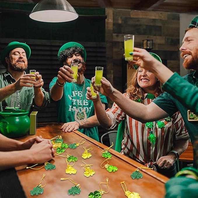 St. Patricks Day Decorations Shamrock Ornaments - 30pcs St Patricks Day Tree Ornaments Clover Baubles for Irish Lucky St Patrick's Day Home Table Tree Party Hanging Decorations