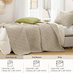 Comfort Spaces Twin Quilt Set Modern Reversible Diamond Coverlet Twin Bedding Set Cozy Quilted Winter Layer, All Season Lightweight Soft Twin Size Quilt, Kienna, Twin/Twin XL Beige Diamond 2 Piece