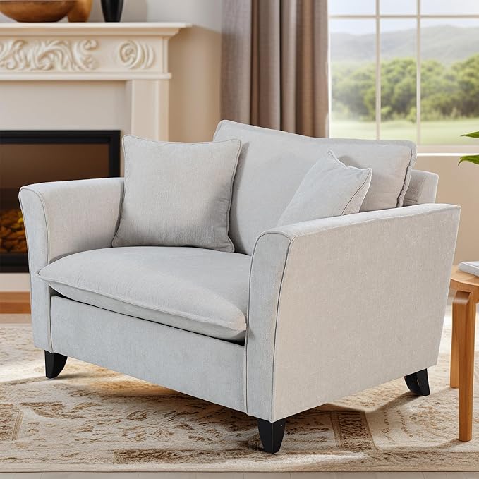 ERYE Living Room Accent Chair, Modern Chenille Upholstered Wider Seat Cushion Leisure Armchair W/2 Pillows and Removable Cover for Home Apartment,Bedroom,Office