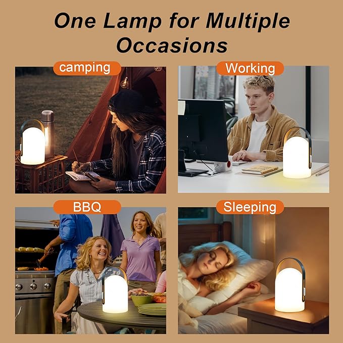 TRIROCKS Portable Cordless Lantern Outdoor Table Lamp Rechargeable Lantern4000mAh LED Battery Operated Table Lamps Easy 3-Step Touch Dimmable Outdoor Night Lamp Lantern with Remote Control