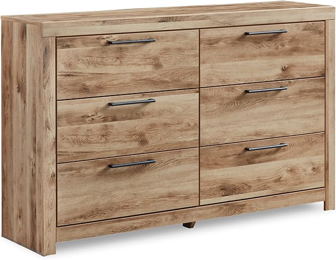 Signature Design by Ashley Hyanna Mid-Century Modern 6 Drawer Dresser, Light Brown & Beige