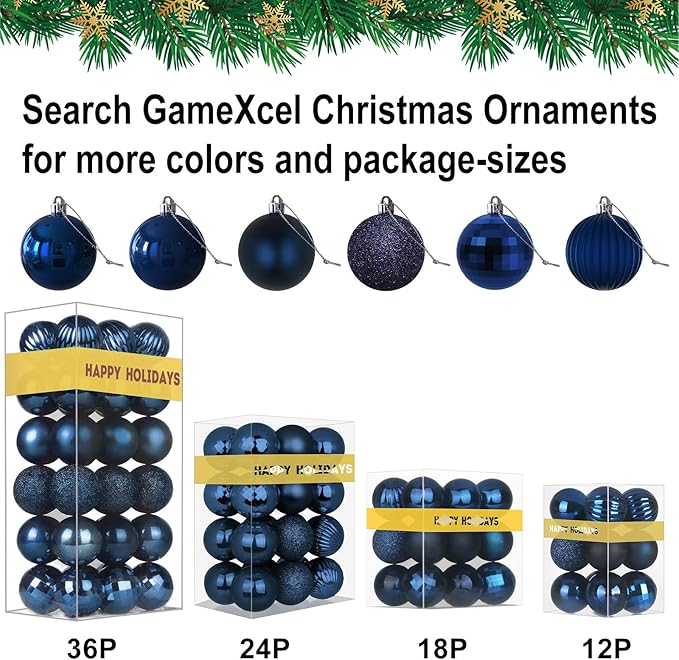 Navy Blue 3.2" Large Christmas Balls - Christmas Tree Decoration Ornaments Shatterproof Hanging Balls for Birthday Halloween Holiday Wedding Decorations Set of 10pcs