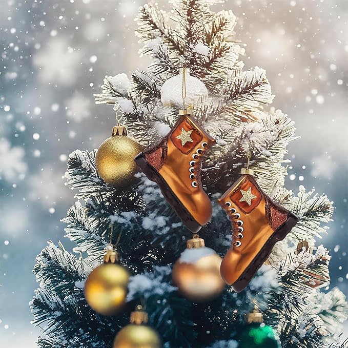 Hanging Christmas Ornaments 2025, Handcrafted Glass Blown Xmas Tree Decorations Holiday Ornaments Funny Gifts Collectible Winter Festival Decor for Home Party, Martin Boots